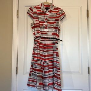 Nine West sz 12 never been worn black, white, bright red shirt dress, lined.